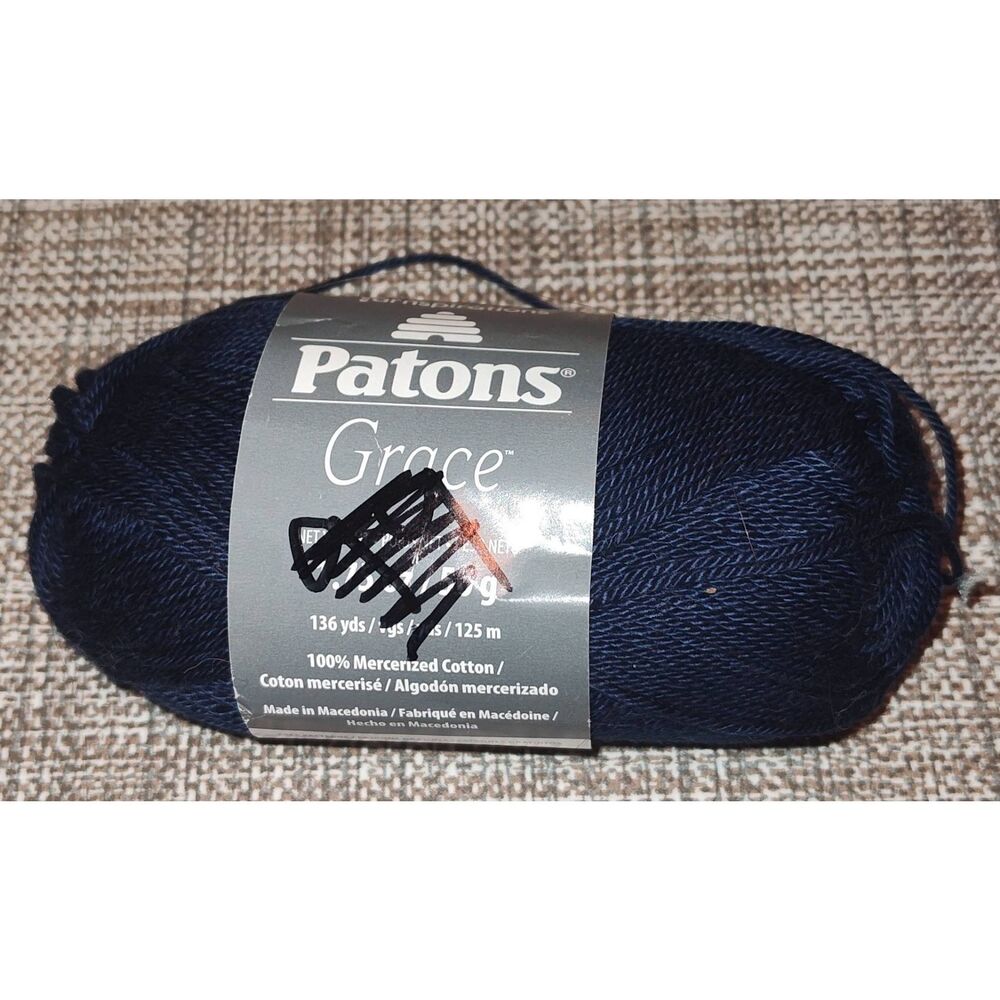 Patons Grace Crochet Cotton, 100% Mercerized Cotton 1.75oz-136yd, Navy